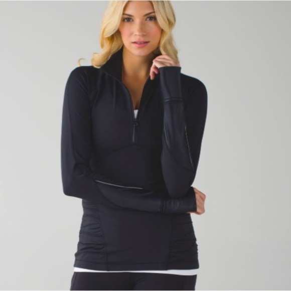 Lululemon Black Pullover Half Zip Sweatshirt Luxtreme 6 “Kriss Cross” Reflective - Picture 2 of 12